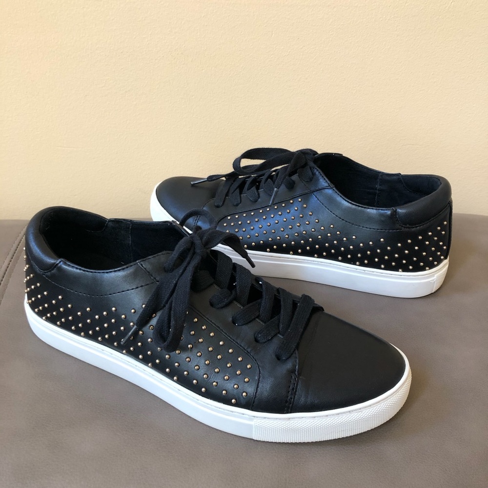 Kenneth Cole Black Leather Sneakers SZ 9